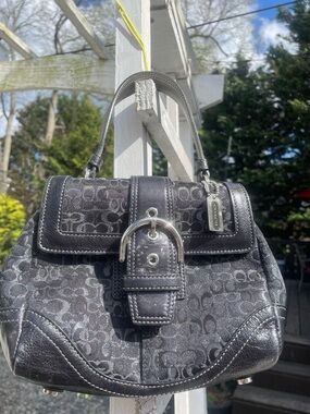Coach Mini Black Signature Jacquard Leather Top-Handle Satchel